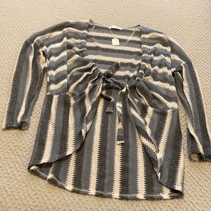 Blue, gray and cream cardigan